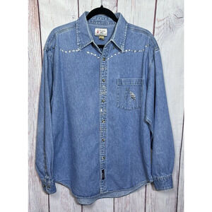 Port Authority Simply Hot Unisex Western Style Button down denim Shirt Size L